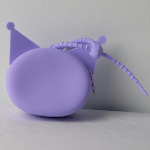 NWT Sanrio Kuromi Purple Silicone Coin Purse w/ Strap | Kawaii Gothic Style - Picture 2 of 5